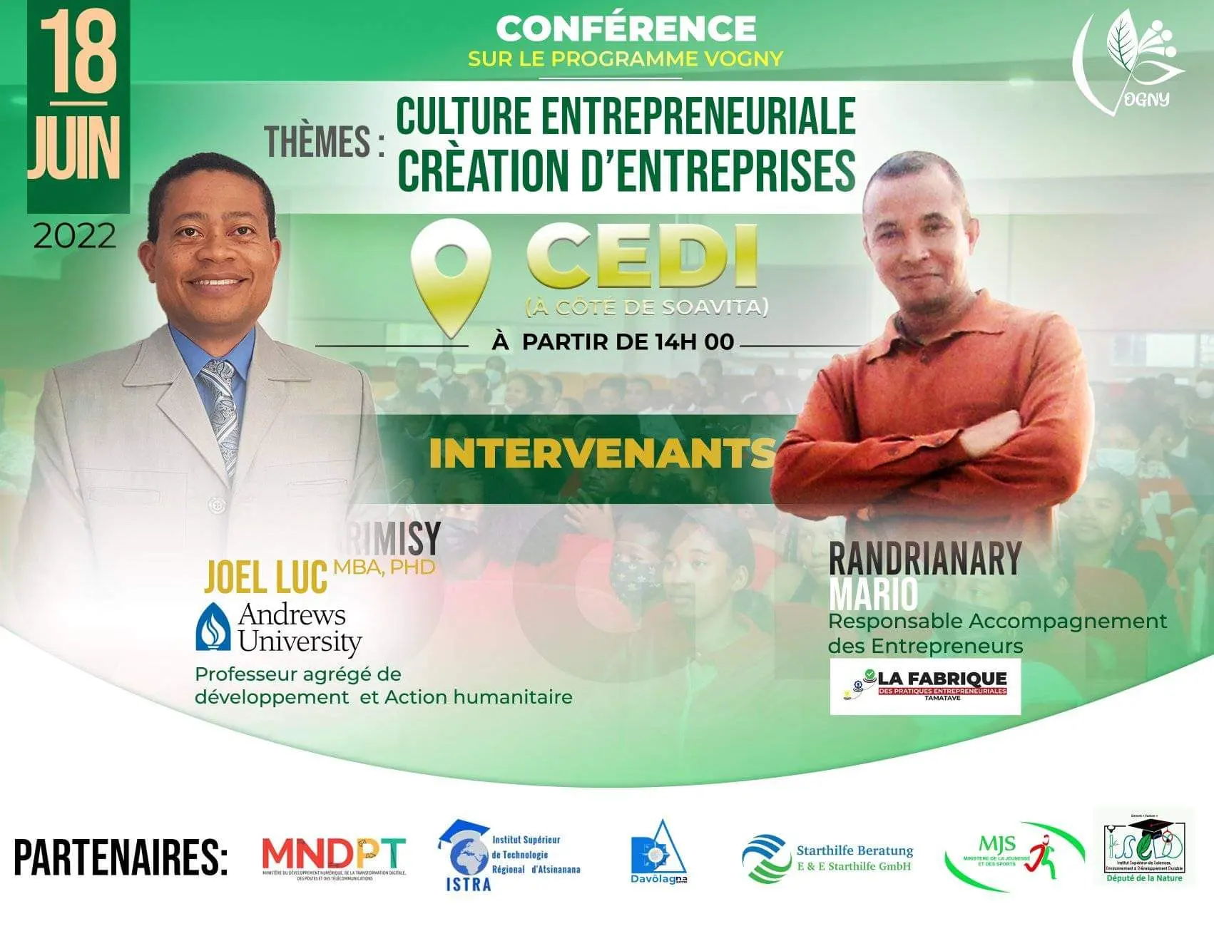 Poster — Conference on Entrepreneurial Culture and Business Creation - Vogny Program 2021-2022